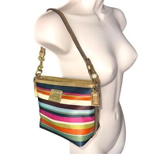 Y2k ▶️ Coach ◀️ Legacy Striped Multicolor Small Shoulder Bag 2008  41669
